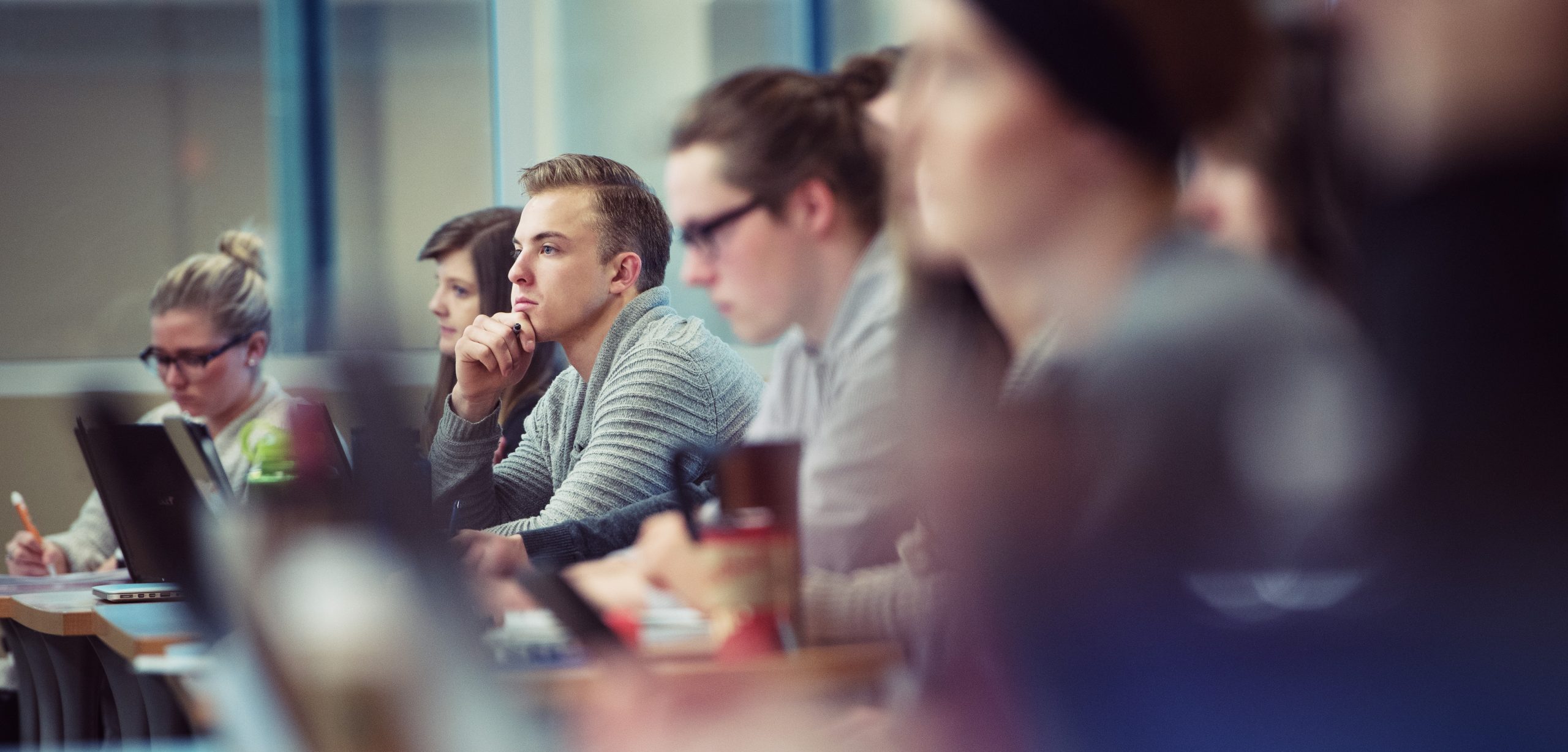 Row of students in a class or workshop at UBC Okanagan